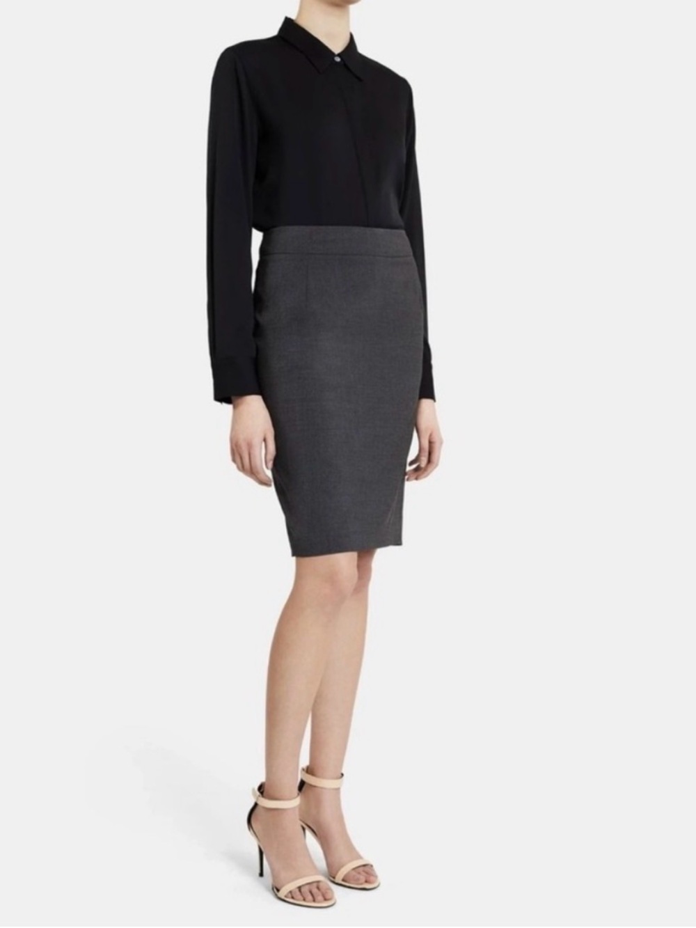 Theory Wool Blend Gray Pencil Skirt Size 6